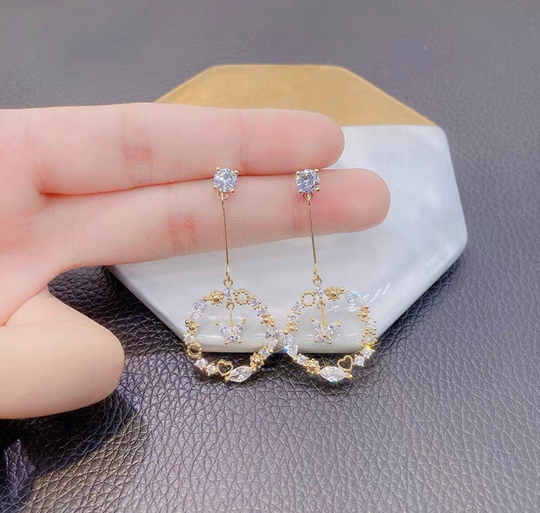 Butterfly Statement Drop Earrings, Social, Long, Korean Style, Gift For Her, Flower Butterfly Earring