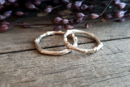 Elvish Band, Twig Ring, Woodland, Tree Couples Rings, Wedding Bands Set, Organic Rings Elf Forest Wedding, Promise