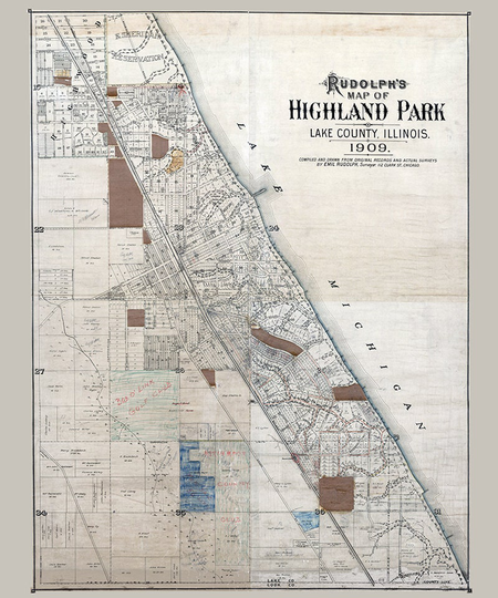 1909 Map Of Highland Park Lake County Illinois