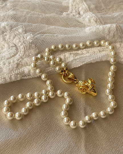Ram Head Necklace, Aries Birthstone Jewelry, Pearl Zodiac Necklace
