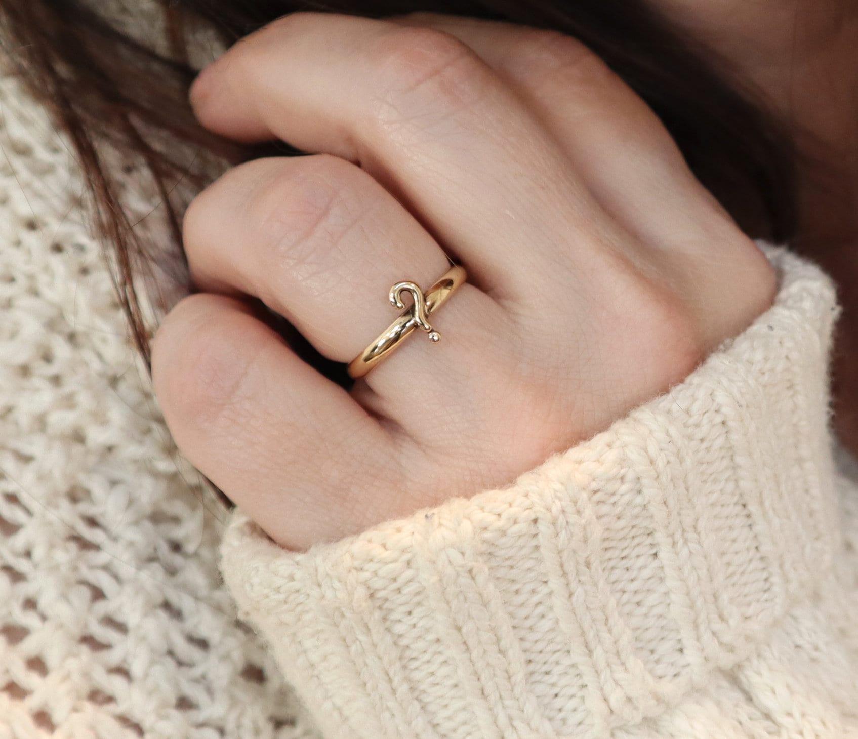 Question Mark Ring, Punctuation Jewelry, Grammar 24K Gold Or Sterling Silver Finish, Gifts For Her