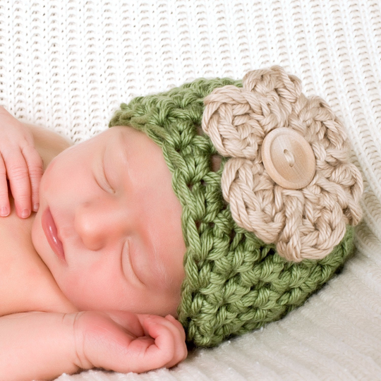 Little Vintage Newborn Baby Beanie Hat in Sage Green