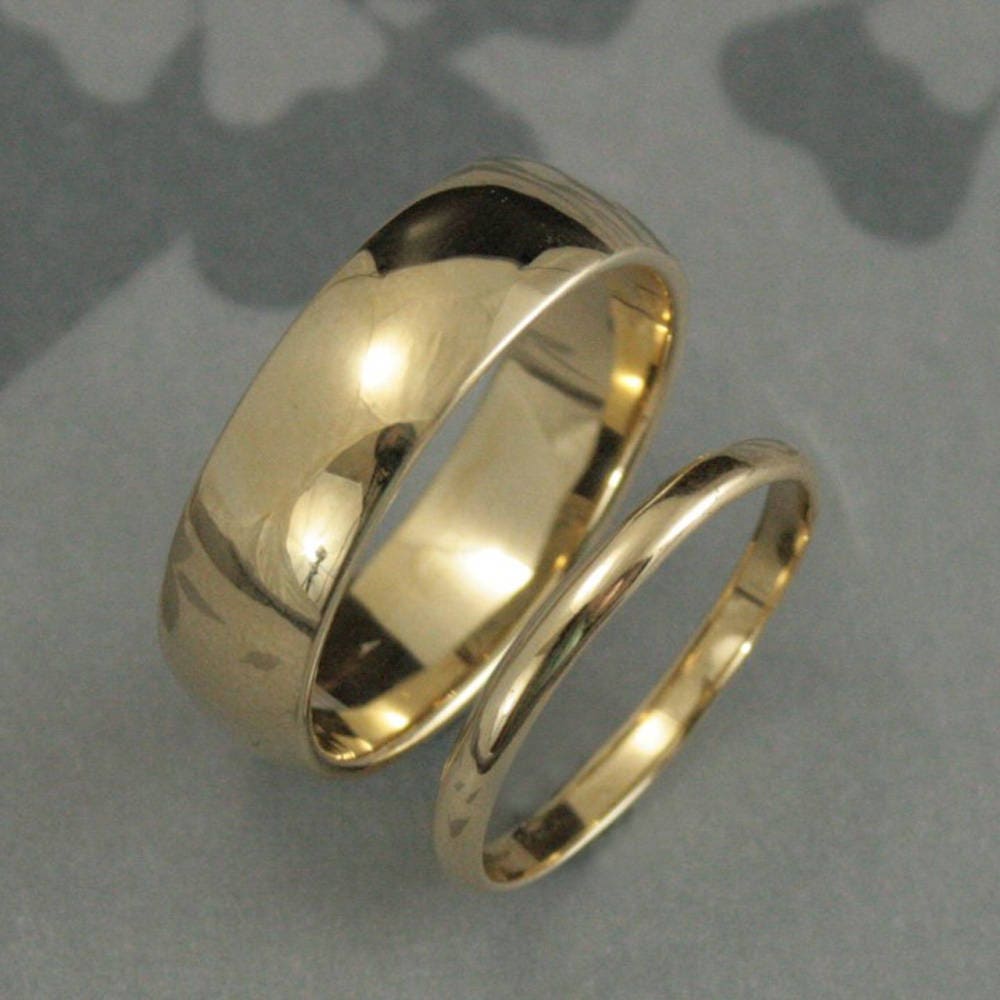 Traditional Wedding Bands Men's Band Women's Ring Gold Rings For Her 14K Set His & Hers