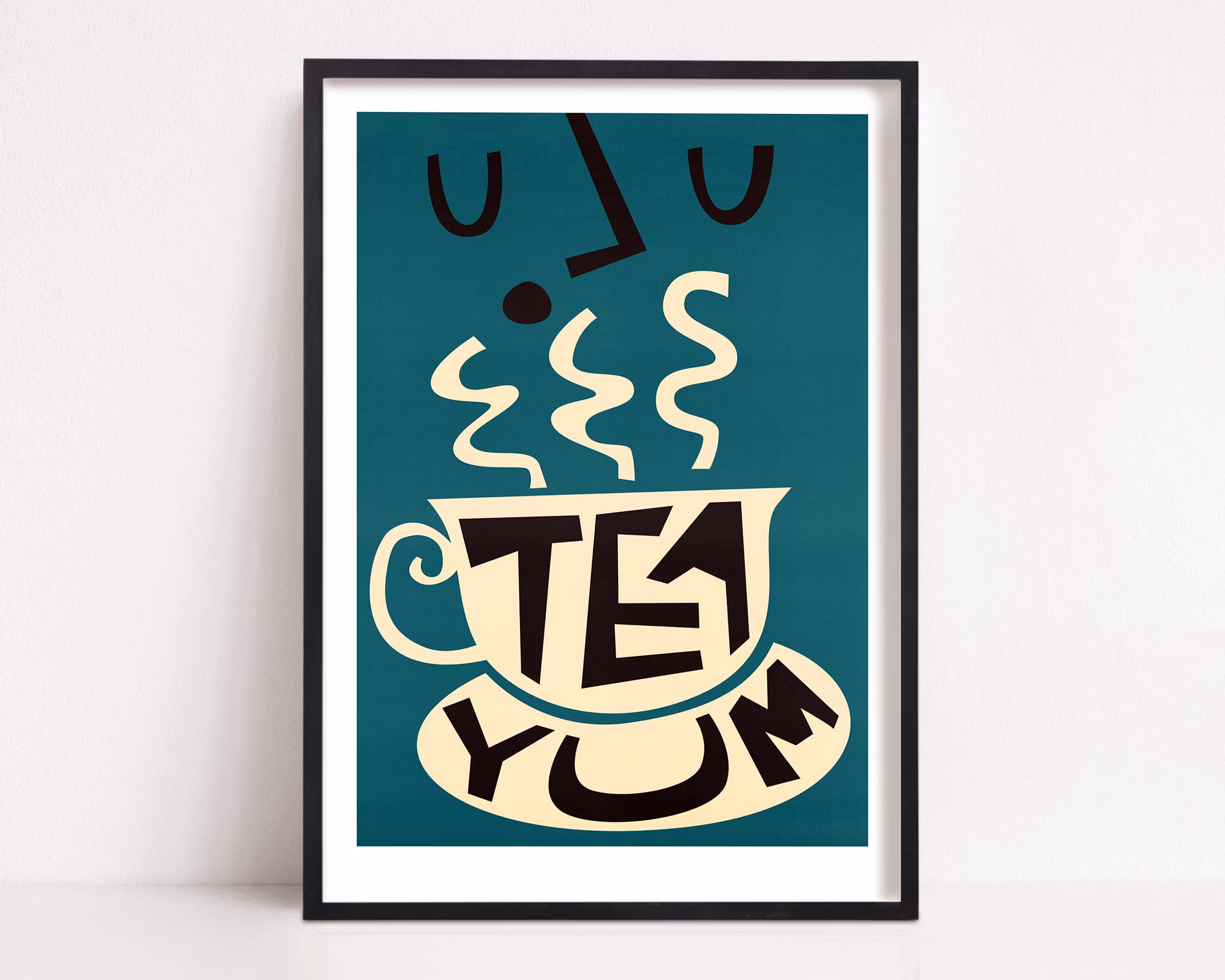Retro Tea Print, Lover Gift, Breakfast Nook Decor, Mid Century Poster, Kitchen Art, Drinker Apartment Food & Drink
