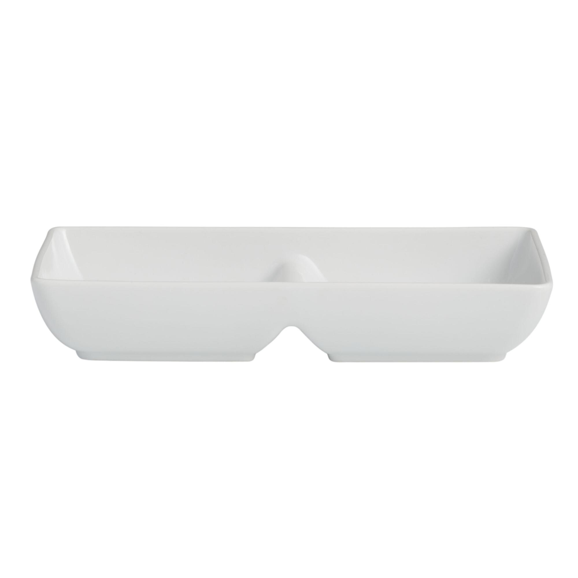 White Porcelain Coupe Divided Snack Platter Set of 4 by World Market