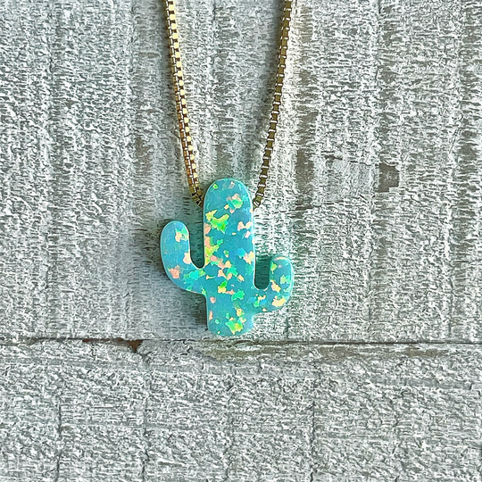 Cactus Opal Necklace/14K Gold Fill Rose Or 925 Sterling Silver/October Birthstone/Saguaro Cactus/Arizona Texas Nevada California