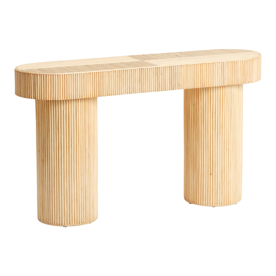 Oval Natural Ribbed Rattan Cyrus Console Table by World Market