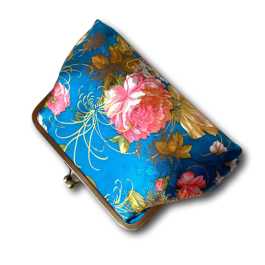 Peacock Blue Silk Blend Evening Clutch