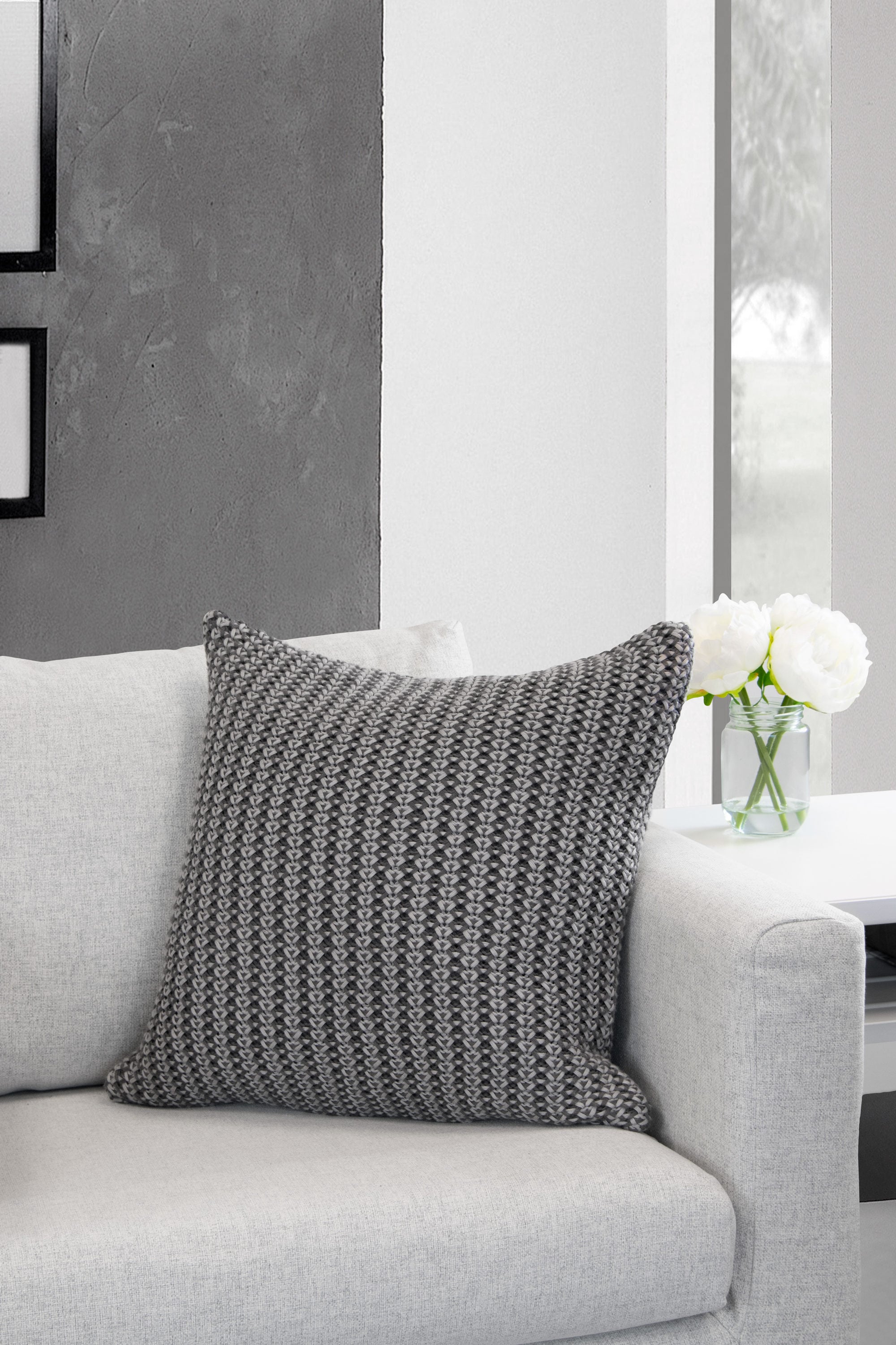 Westex 18-in x 18-in Gray Cotton/Polyester Blend Indoor Decorative Pillow | 653011