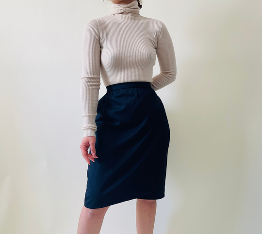 Vintage Escada 100% Wool Black Pencil Skirt
