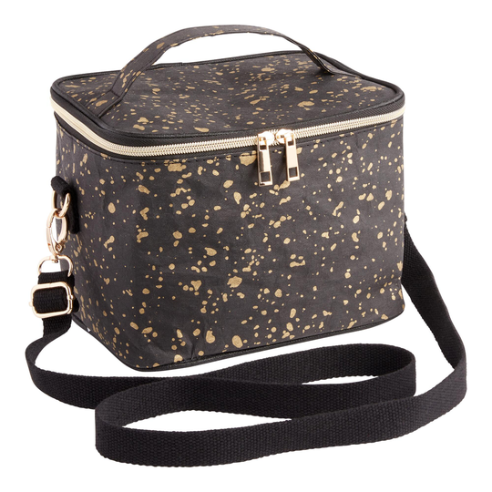 Black and Gold Splatter Washable Paper Insulated Lunch Tote by World Market