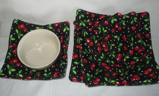 Microwavable Bowl Cozy/Plate Cozy - Set Of Bowl Cozy/Cozy Dinner Set- Cherry