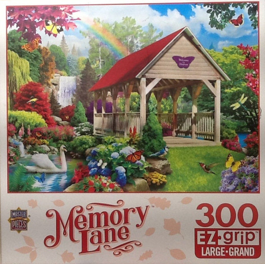 Welcome To Heaven Rainbow Covered Walking Bridge Waterfall Memory Lane Alan Giana 300 Pc Jigsaw Puzzle 24" X 18" Master Pieces #31918-W