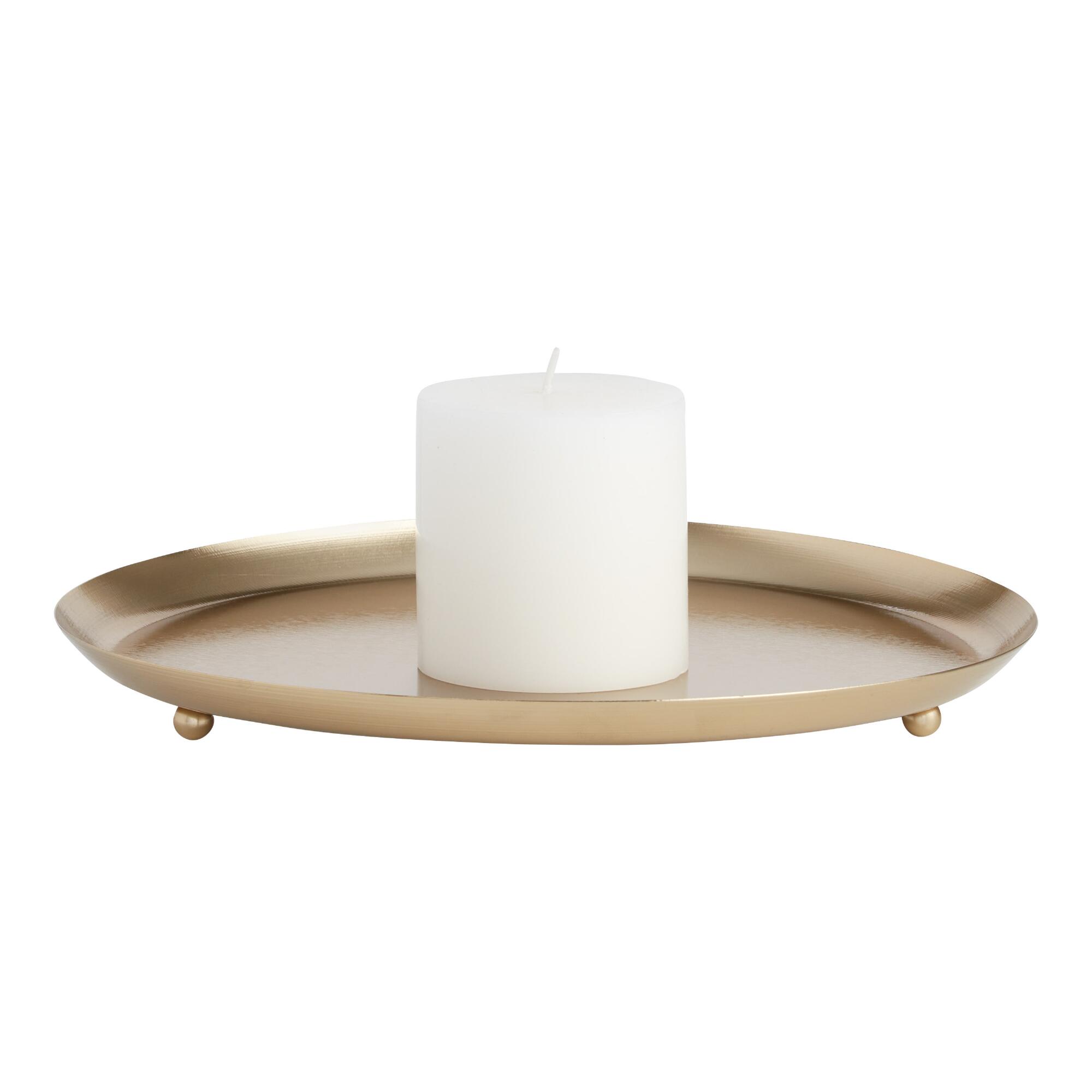 Round Gold Reactive Metal Candle Plate by World Market