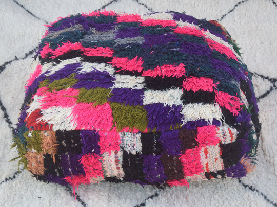 Furniture Morocco, Moroccan Kilim Pouf, Berber Floor Cushion, Ottoman Footstool