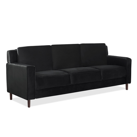 Furniture of America Clanry Modern Black Polyester/Blend Sofa | IDF-6064BK-SF