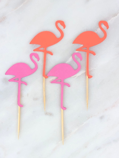Flamingo Cupcake Toppers, 12 | Birthday Tropical Theme Bachelorette Pick Lets Flamingle