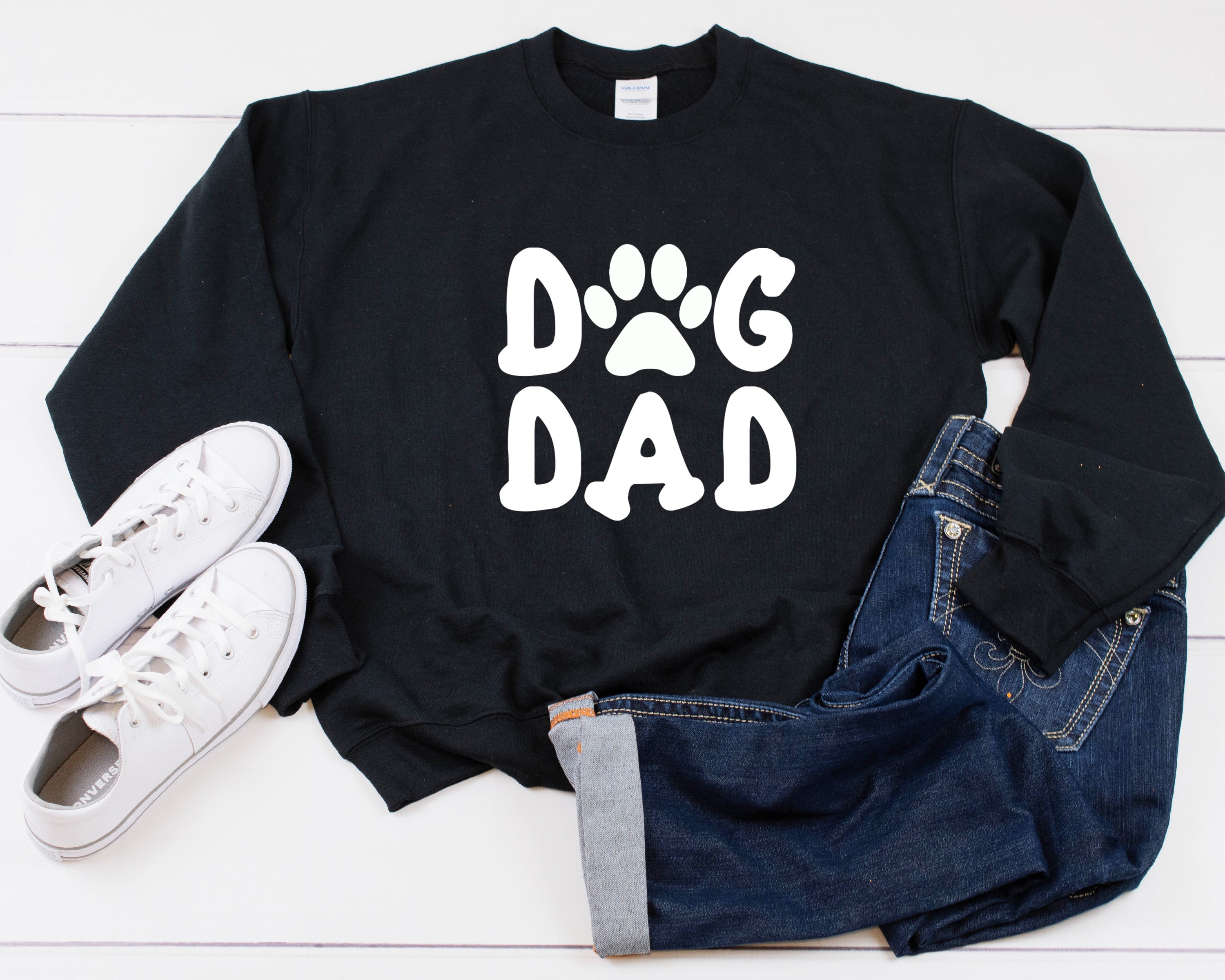 Dog Dad Paw Heavy Blend Crewneck Sweatshirt, Sweater, Crew Dad, Fathers Day Sweater