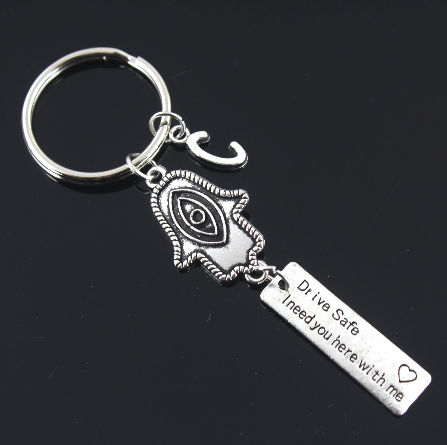 Drive Safe I Need You Here With Me Key Ring/Keychain/Boyfriend Gift /Husband Gif - Eyes Keychain Hamsakeychain -Initial