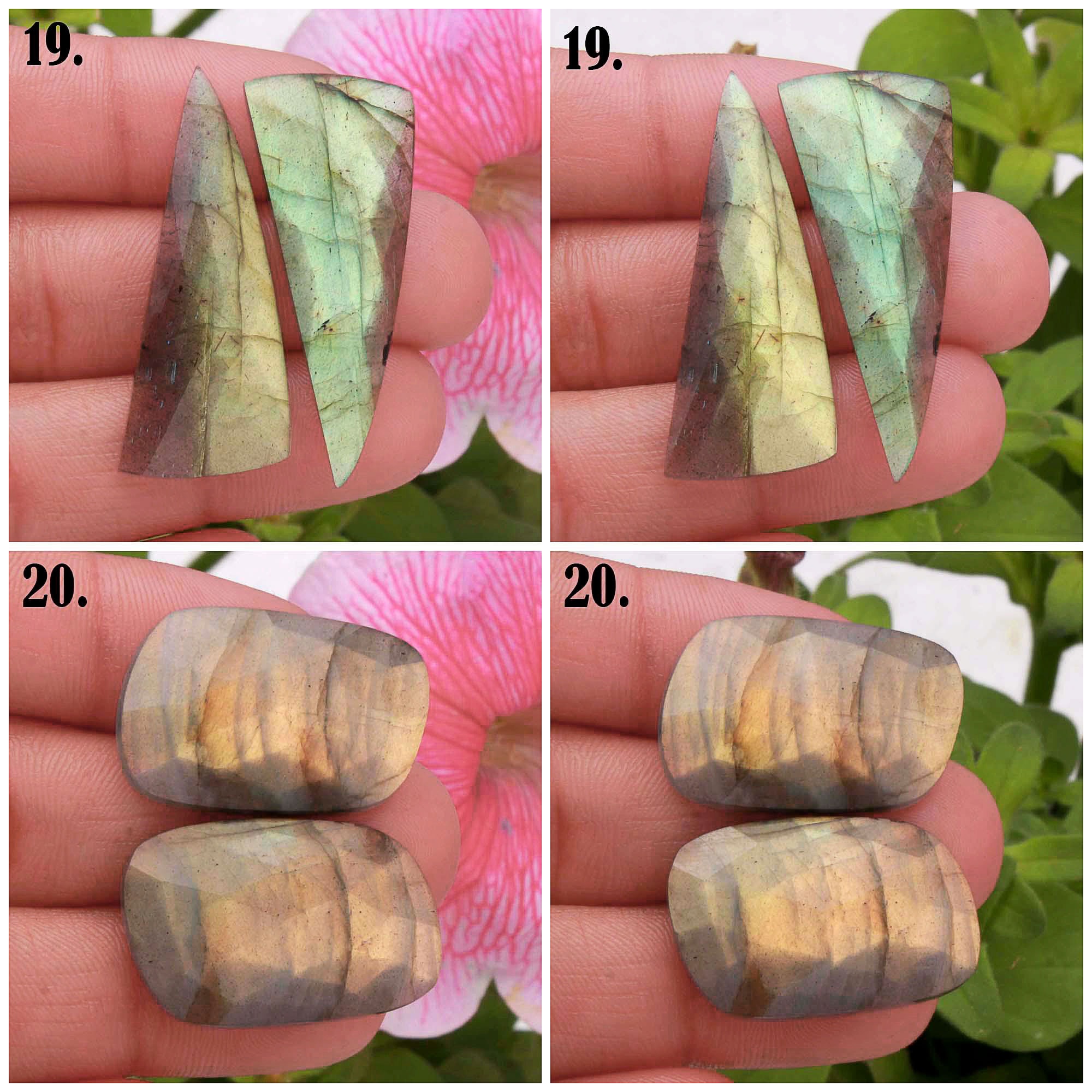 Genuine Rose Faceted Cut Gemstone, Multi Labradorite Pairs Earrings, Natural Matching Pair, Finding