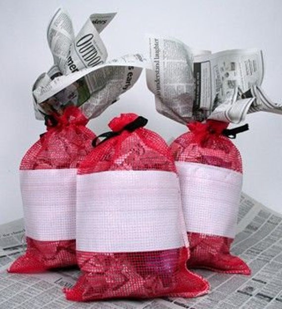 Red Mesh Sack Sacks Small | Set Of 3 10 X 15 Centerpieces Decor Bag Bags Table Newspaper Lobster Seafood Boil Party Table"