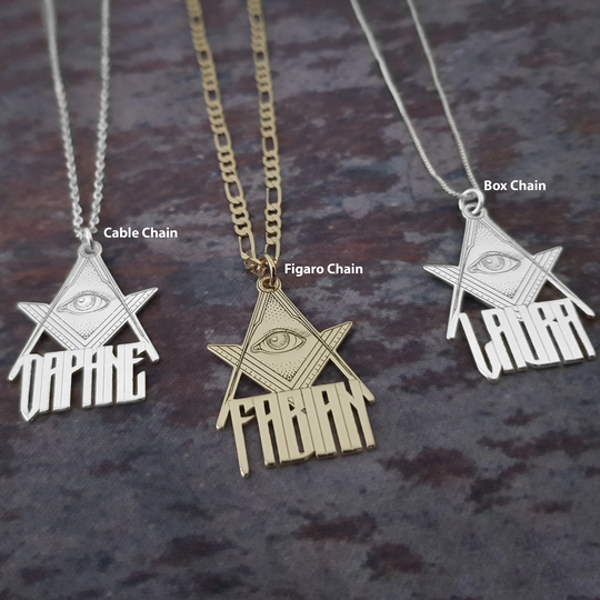 Illuminati Necklace, Pendant, Jewelry, Pyramid Triangle Eye Of Providence Necklace, Third Charm