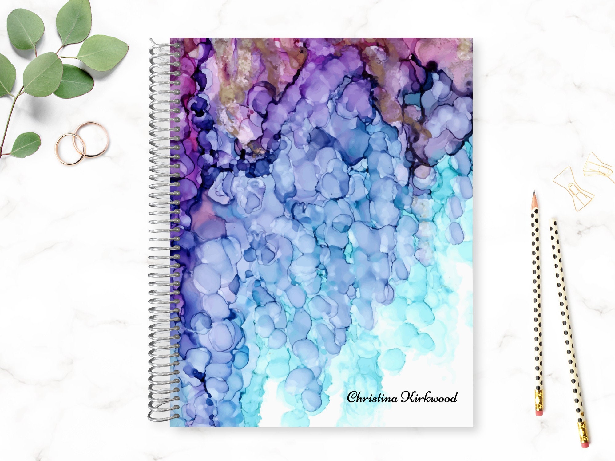 Custom Wedding Planner, Book, Planning Guide, Keepsake Bridal Engagement Gift, Ink Dot