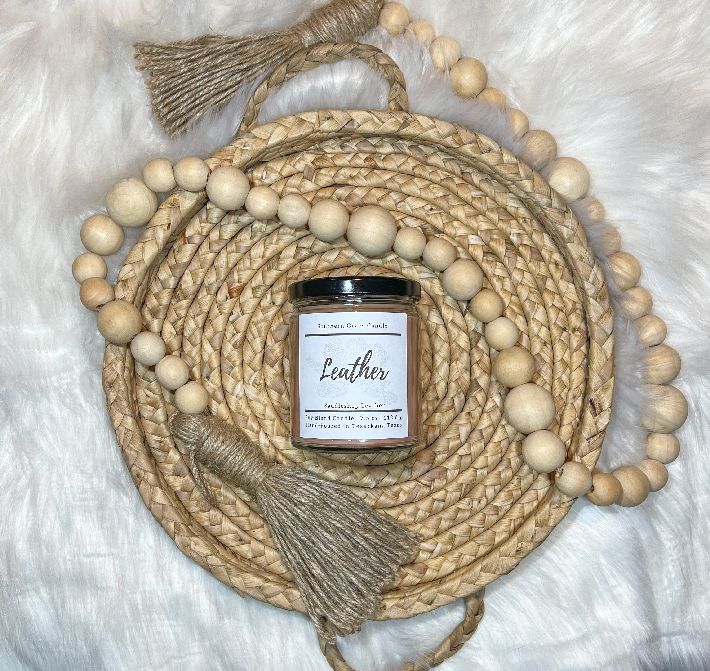 Leather Soy Blend Candle | Boot Shop Scented Masculine Candles For Men Country