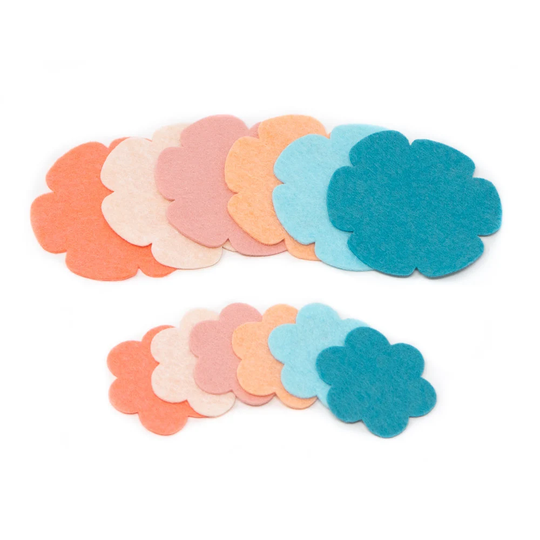 24 Grace Wool Blend Felt Die Cut Applique Flowers - Tropical Island Colors