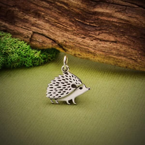 sterling Silver Hedgehog Charm .925 Pendant. Necklace Jewelry