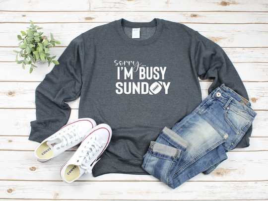 Football, Busy Sunday Heavy Blend Crewneck Sweatshirt, Game Day Sweater, Football Mom Sports Sweater