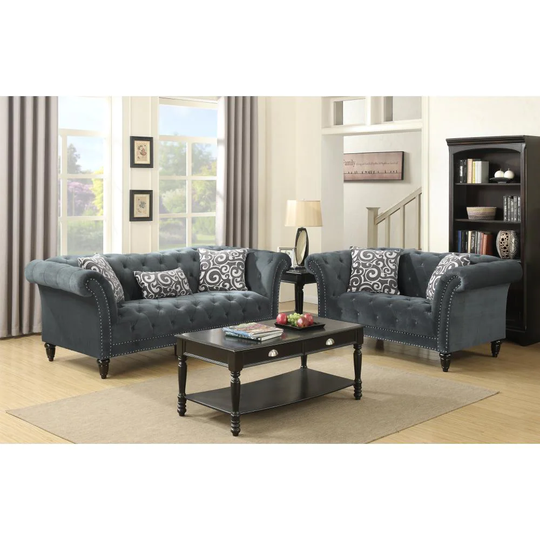 Picket House Furnishings Twine Glam Slate Gray Polyester/Blend Sofa | UTW212SL2PC