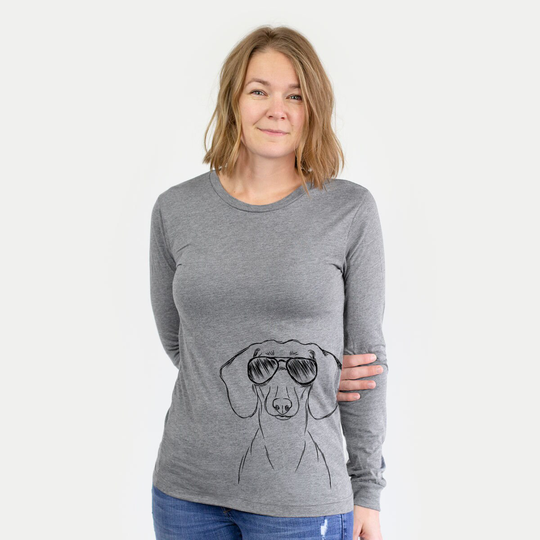 Hans The Dachshund - Long Sleeve Tri-Blend Unisex Crew Shirt Grey Dog Lover Gift