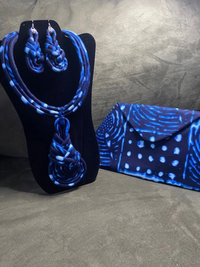 African Print Ankara Necklace With Matching Clutch Bag