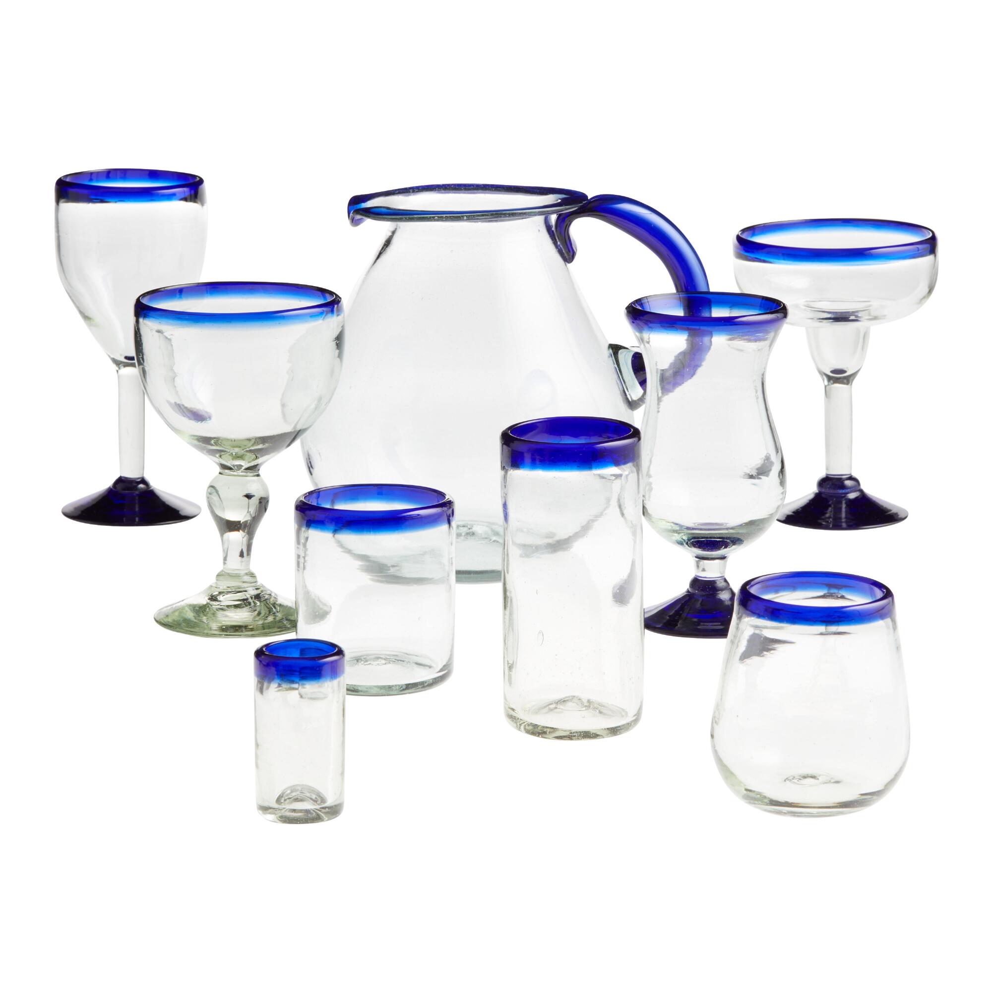 Blue Handcrafted Rocco Glassware Collection by World Market