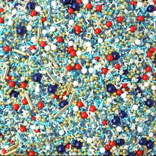 Red White & Blue Sprinkles Mix, Crunchy Jimmies Sprinkle Blend For Cake Decorating