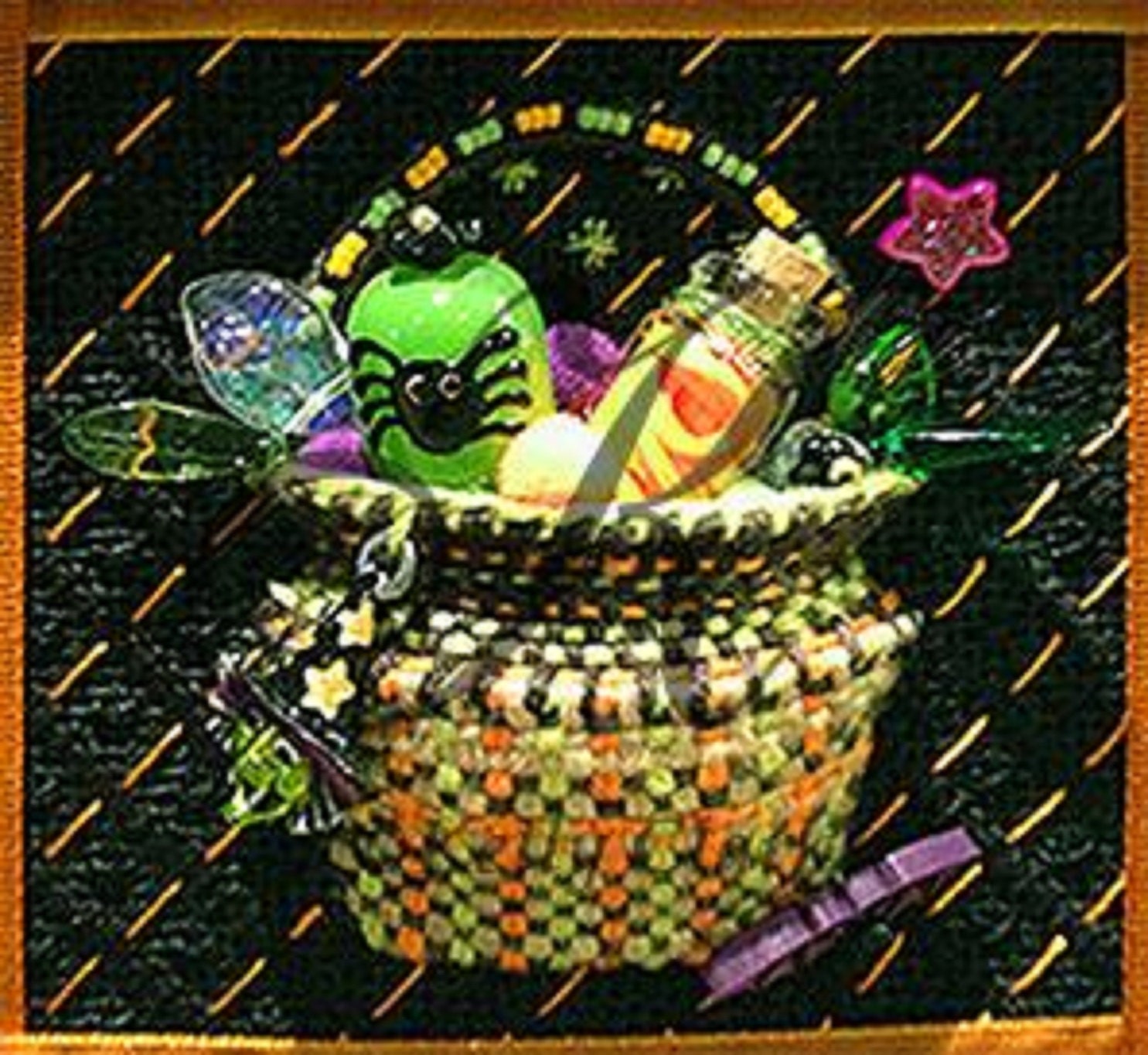 Needlepoint Halloween Kelly Clark Tricks Basket Kit -Free Us Shipping