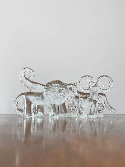 Your Choice Of Vintage Kosta Boda Swedish Modern Glass Zoo Animals Figurine Paperweight Design Vallien Lion Ibex Goat Ram Tiger Elephant
