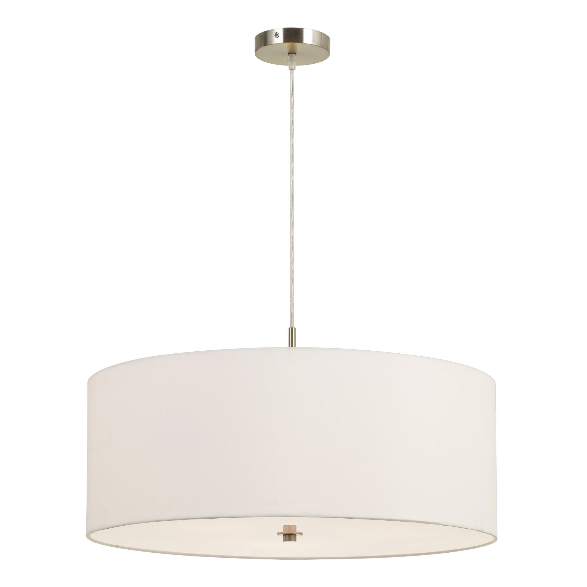 Large White Fabric Drum 3 Light Billie Pendant Lamp by World Market