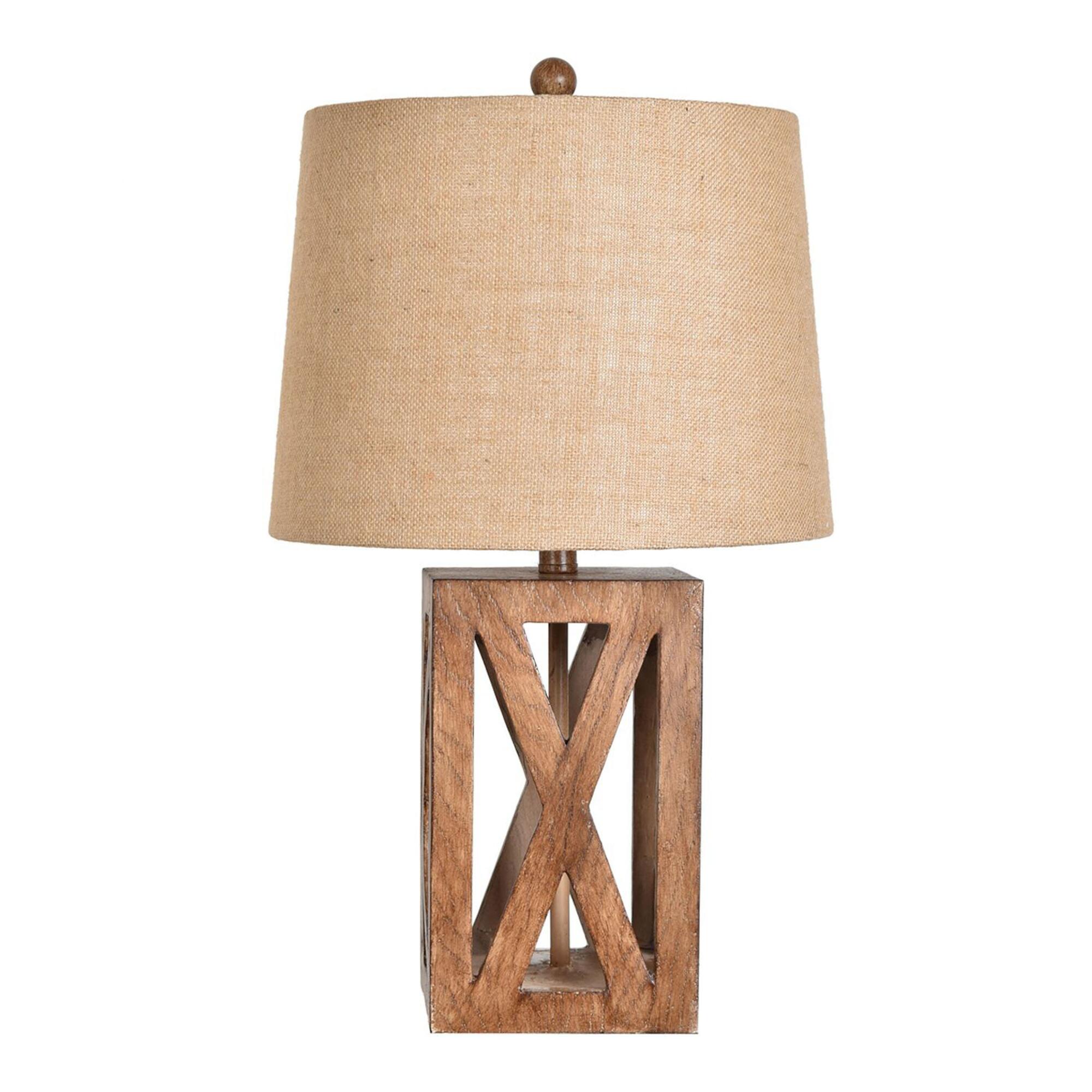 Warm Brown Faux Wood Galena Table Lamp: Natural by World Market