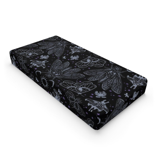 Witchy Changing Pad Cover, Occult Cicada Infant Nursery Decor, Celestial Goth Moth Changing Table Accessory Esoteric Baby Diaper Cloth