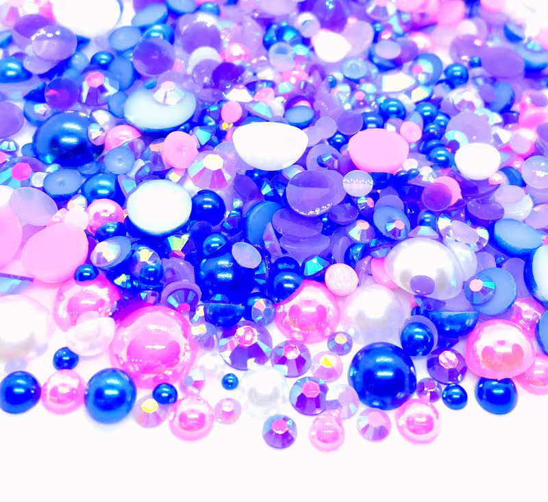 Purple Princess Blend Rhinestone Mix 2mm-10mm Flatback Jelly Resin | Faux Pearls Rhinestones Mixed Sizes, Pink