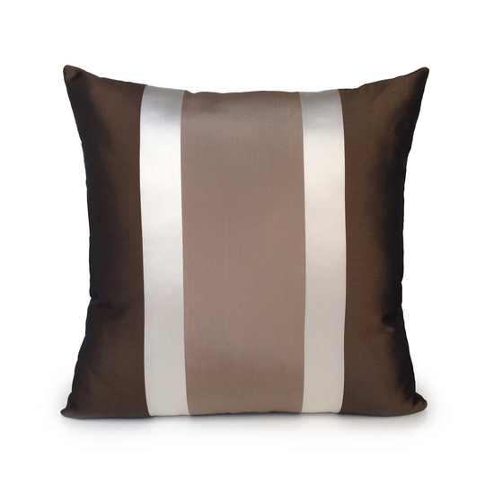 Tan Brown Off White Striped Throw Pillow Cover, Toss Pillows, Boho Cushion Covers, Accent Pillow, Silk Blend Blend, Farmhouse