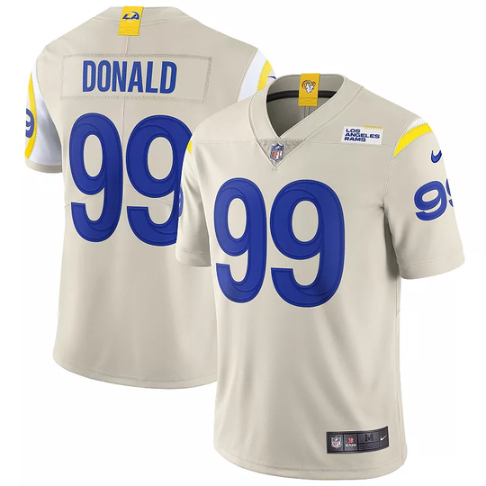 Men's Nike Aaron Donald Bone Los Angeles Rams Vapor Limited Jersey, Size: 2XL, Beige Over