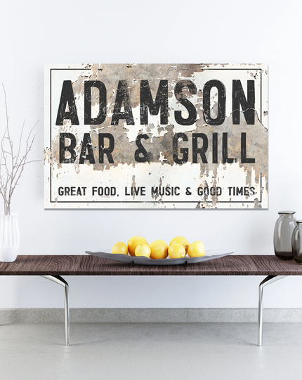 Personalized Name Sign Bar Farmhouse Wall Decor Last Large Canvas Art Kitchen Winery Gifts