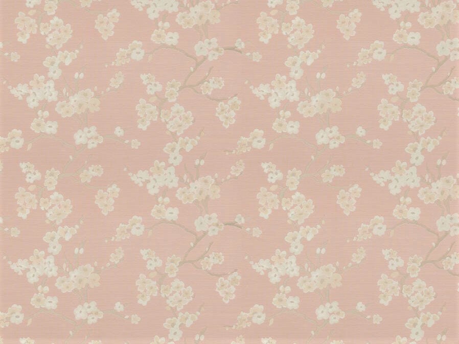 Cotton Blend Rose Blush Taupe Beige Ivory Cherry Blossom Floral Chinoiserie Upholstery Drapery Fabric/Bermuda