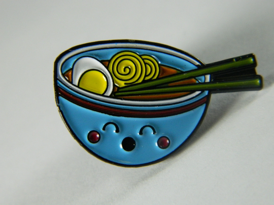 Blue Bowl Of Ramen Lapel Pin - With Happy Face Costume Flair Brooch College Student Staple Food Fun & Unique 170