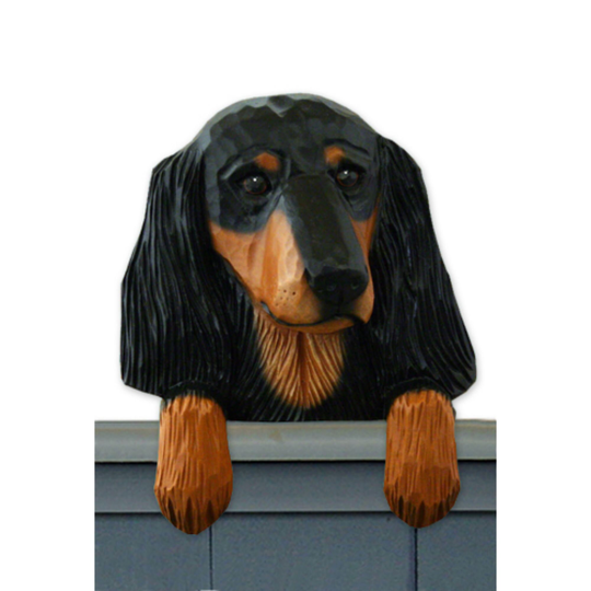 Wood Carved Dachshund | Longhaired Dog Door Topper, Gift, Memorial Figurine, Art
