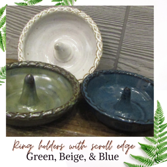 Ring Holder Pottery With Scroll Edge