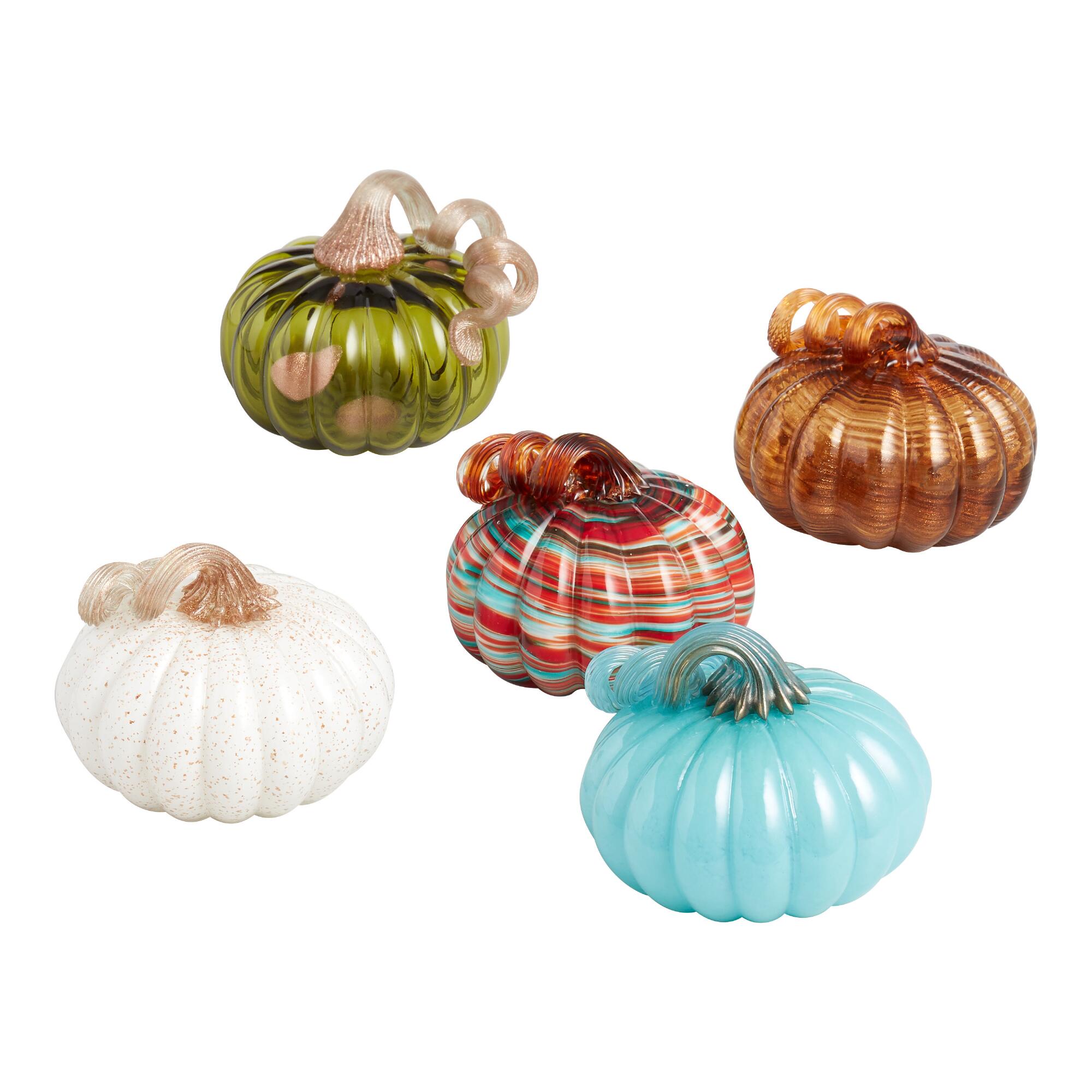 Pier Place Glass Harvest Pumpkin Decor: Multi by World Market
